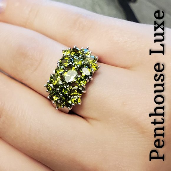 FINAL RESTOCK!! Green Peridot Cluster Cocktail Ring - Picture 2 of 6
